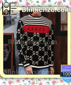 Gucci Horizontal Stripes Black Mens Sweater b