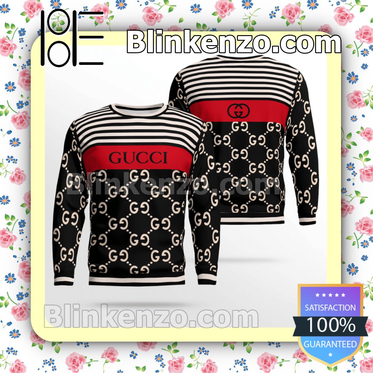 Gucci Horizontal Stripes Black Mens Sweater