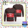 Gucci Logo On Red Dark Brown Monogram Mens Sweater