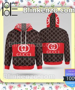 Gucci Logo On Red Line Dark Brown Custom Womens Hoodie