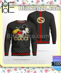 Gucci Mickey Mouse Logo Black Mens Sweater