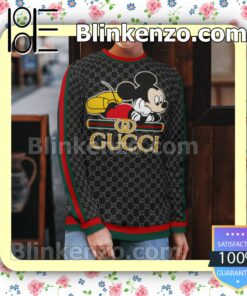 Gucci Mickey Mouse Logo Black Mens Sweater b