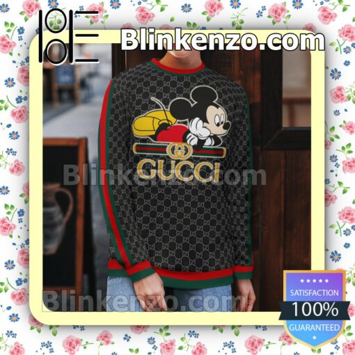 Gucci Mickey Mouse Logo Black Mens Sweater b