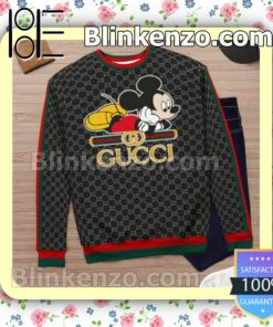 Gucci Mickey Mouse Logo Black Mens Sweater c
