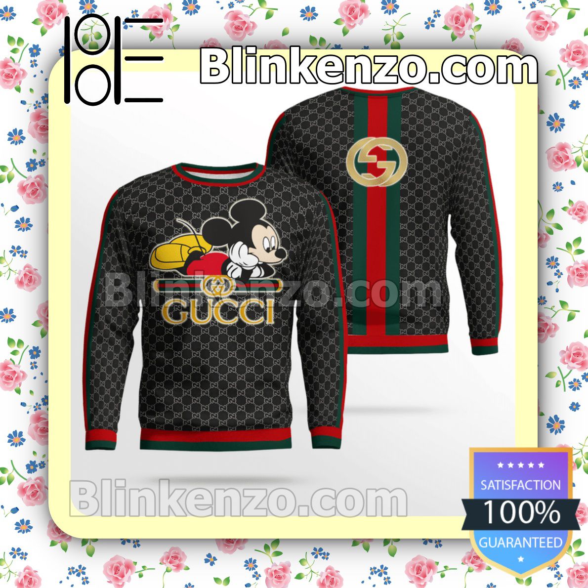 Gucci Mickey Mouse Logo Black Mens Sweater