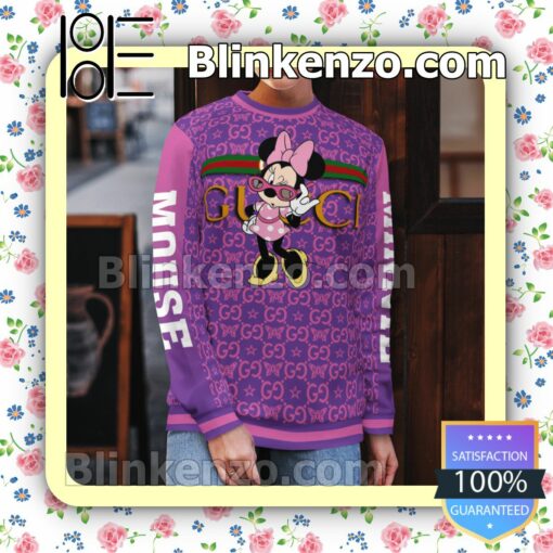 Gucci Minnie Mouse Butterfly Purple Mens Sweater b