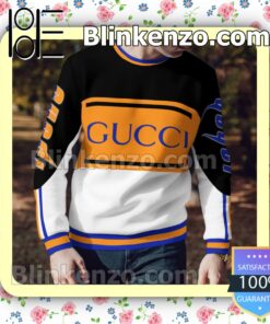 Gucci Mix Color Black Orange And White Mens Sweater a