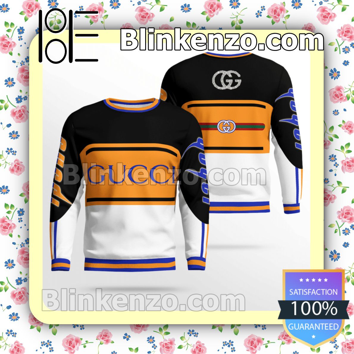 Gucci Mix Color Black Orange And White Mens Sweater