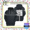 Gucci Navy Monogram Square Logo Black White Stripe On Back Custom Womens Hoodie