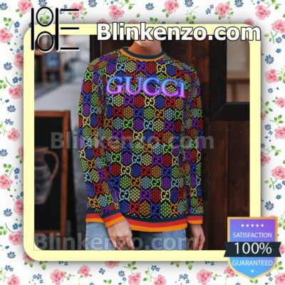 Gucci Psychedelic Multicolor Mens Sweater b