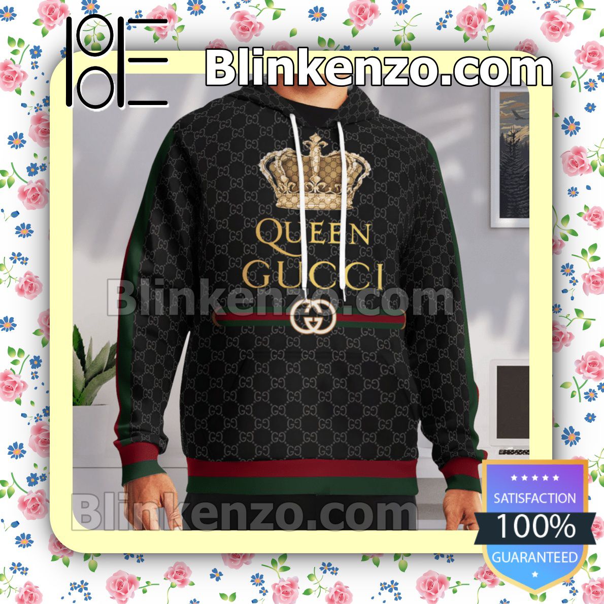 Unødvendig Busk kølig Gucci Queen Crown Black Monogram Custom Womens Hoodie - Blinkenzo