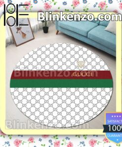 Gucci White Monogram With Red And Green Stripes Round Carpet Runners