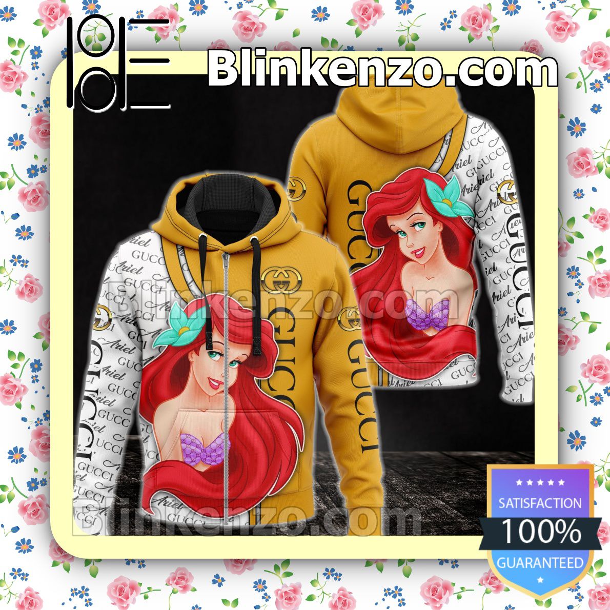 Get Here Gucci With Ariel Disney Princess Full-Zip Hooded Fleece Sweatshirt