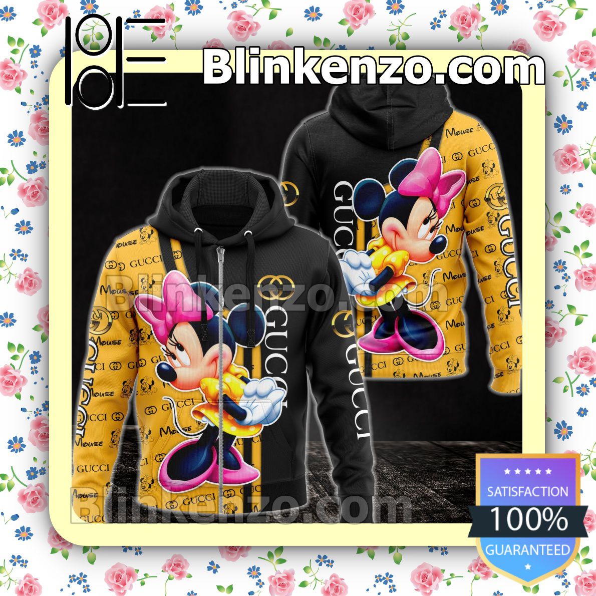 Near you Gucci With Minnie Mouse Black And Yellow Full-Zip Hooded Fleece Sweatshirt