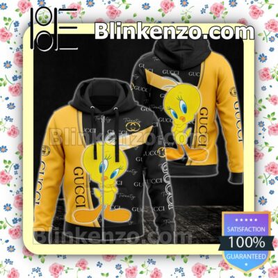 Gucci With Tweety Bird And Yellow Hooded Fleece Sweatshirt - Blinkenzo