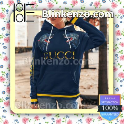 Gucci Wolf Face To Face Navy Custom Womens Hoodie a