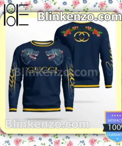 Gucci Wolf Face To Face Navy Mens Sweater