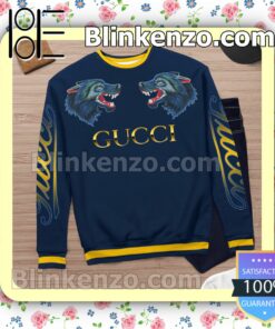 Gucci Wolf Face To Face Navy Mens Sweater c
