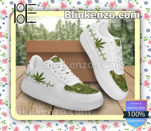 Heart Beat Green Cannabis Weed Mens Air Force Sneakers
