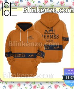 Hermes Luxury Brand Name And Logo On Stripe Orange Custom Womens Hoodie