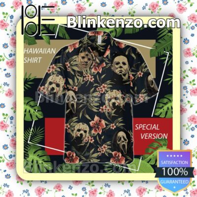 Horror Movie Character Tropical Flower Halloween Short Sleeve Shirts