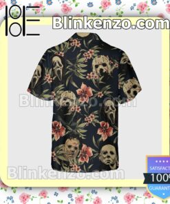 Horror Movie Character Tropical Flower Halloween Short Sleeve Shirts a