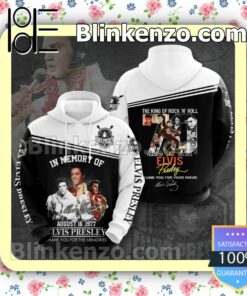 In Memory Of August 16 1977 Elvis Presley Thank You For The Memories Signature Black And White Custom Womens Hoodie
