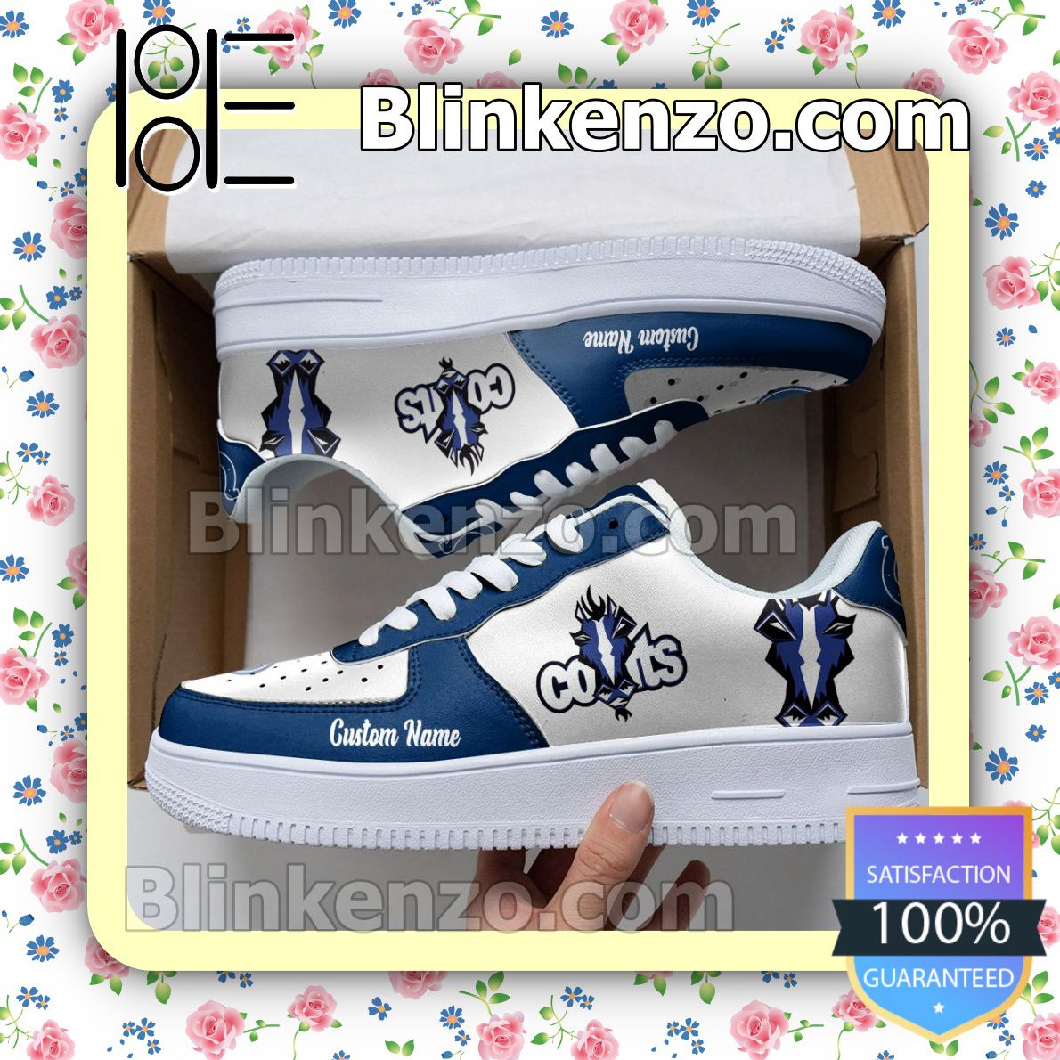 Indianapolis Colts Mascot Logo NFL Football Nike Air Force Sneakers
