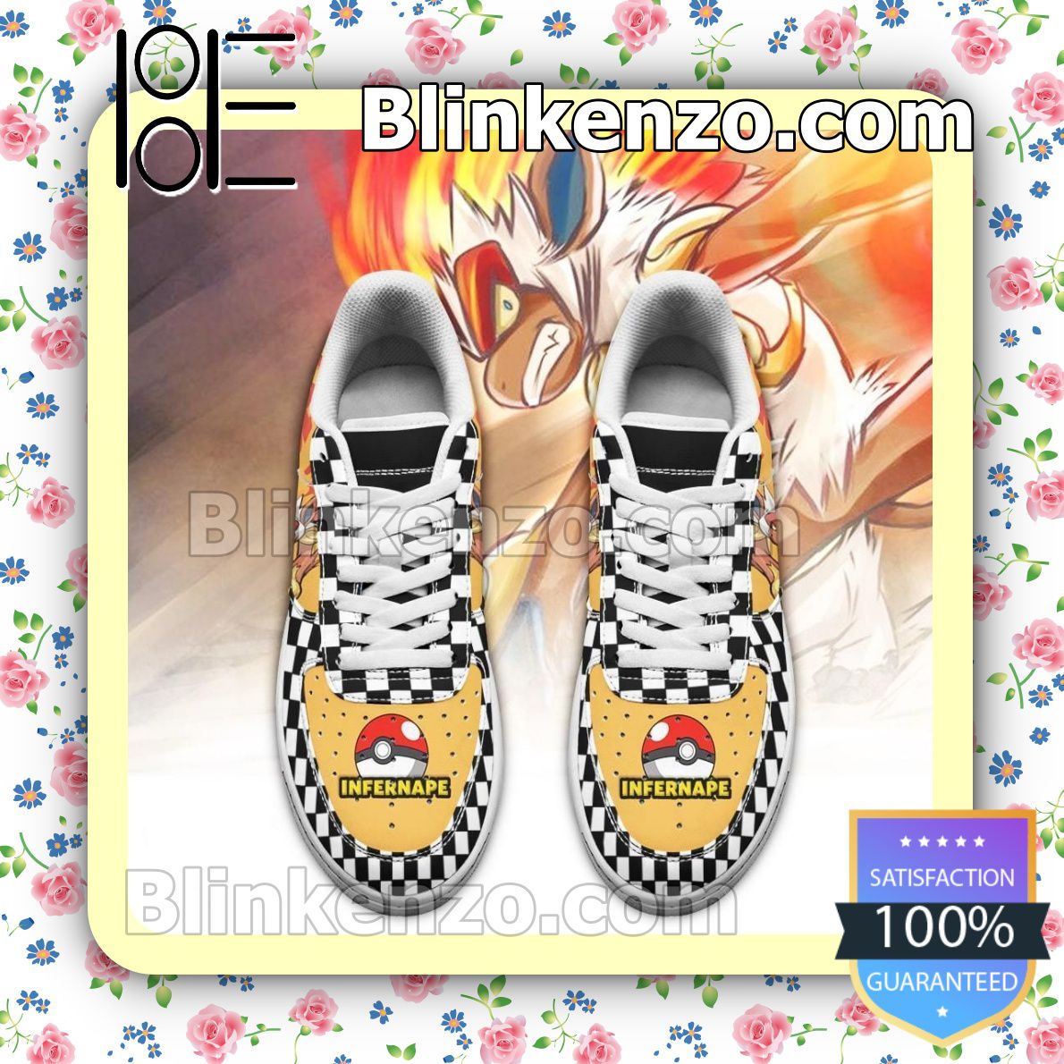 Wonderful Infernape Checkerboard Pokemon Nike Air Force Sneakers