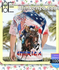 Iron Maiden American Flag Firework Pattern Casual Button Down Shirts a