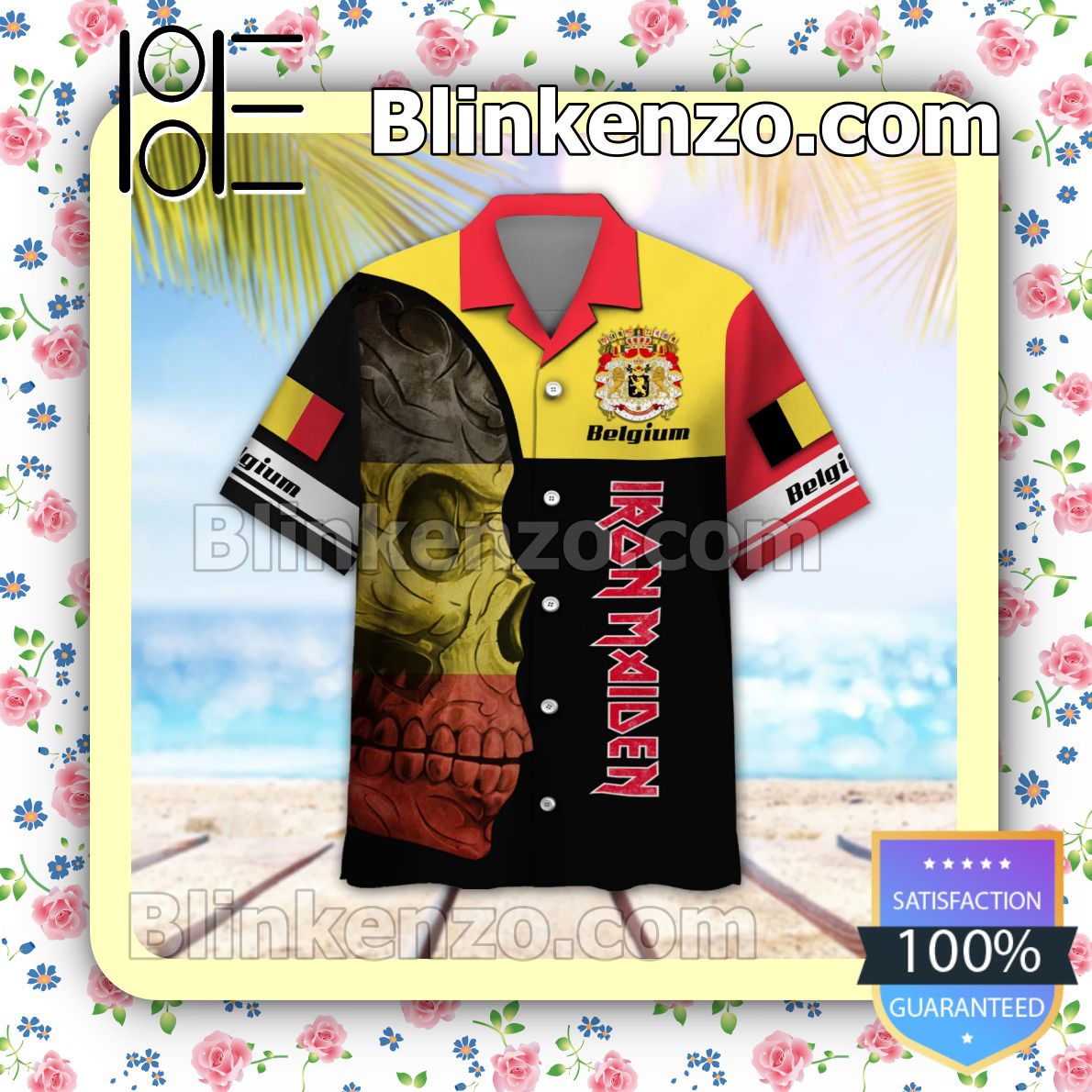 Print On Demand Iron Maiden Belgium Legacy of the Beast World Tour 2022 Summer Beach Shirt