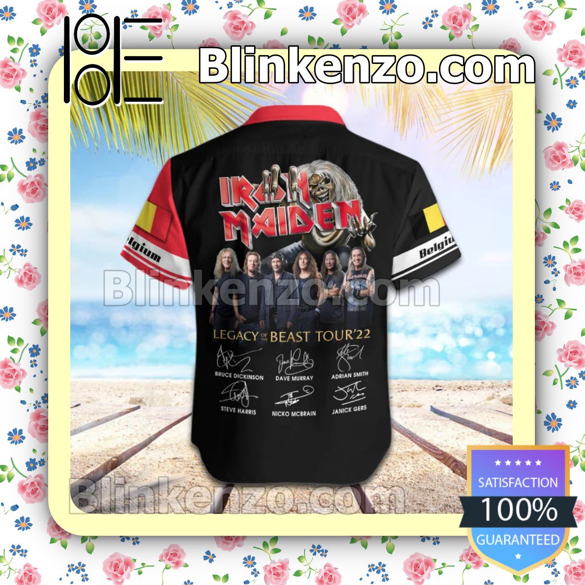 Luxury Iron Maiden Belgium Legacy of the Beast World Tour 2022 Summer Beach Shirt