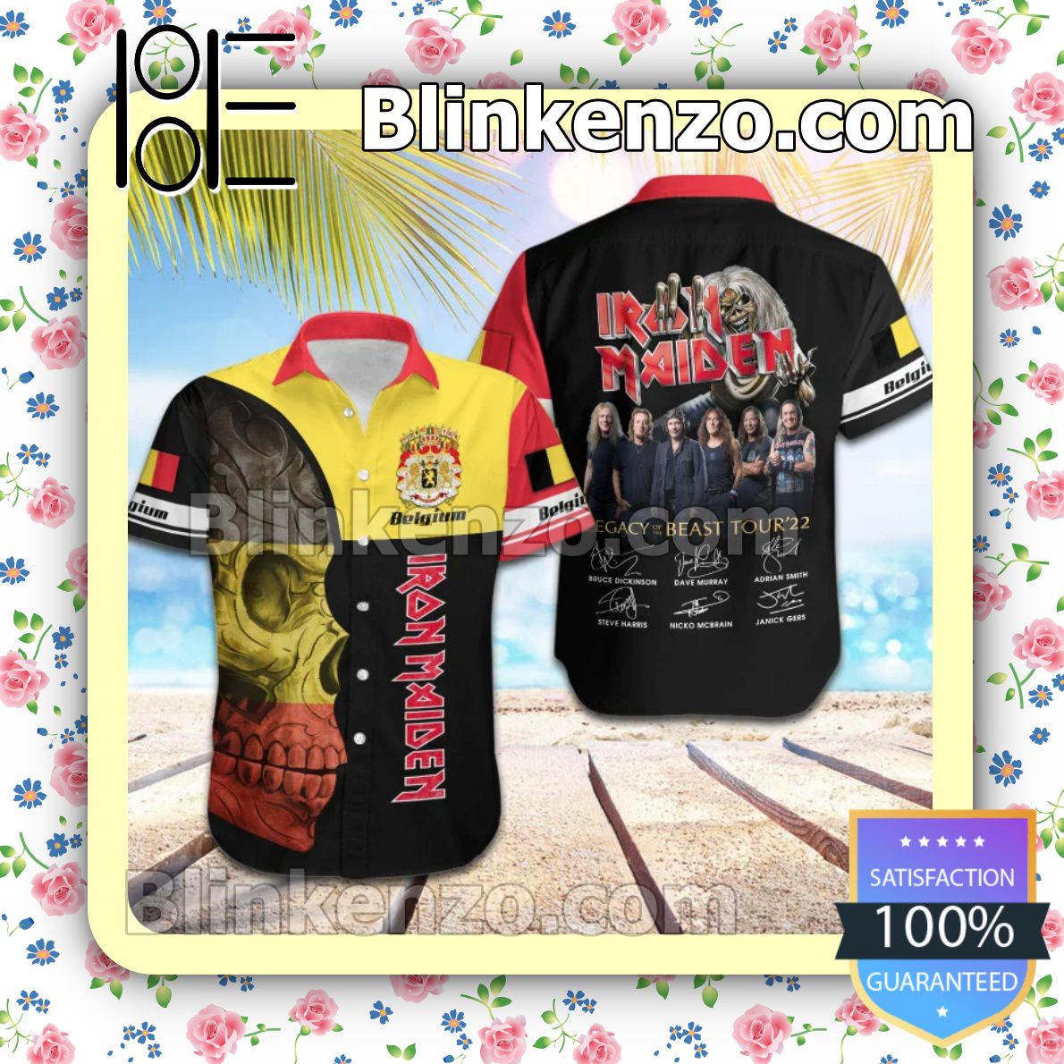 Top Selling Iron Maiden Belgium Legacy of the Beast World Tour 2022 Summer Beach Shirt