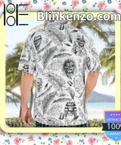 Iron Maiden Black And White Tropical Casual Button Down Shirts a
