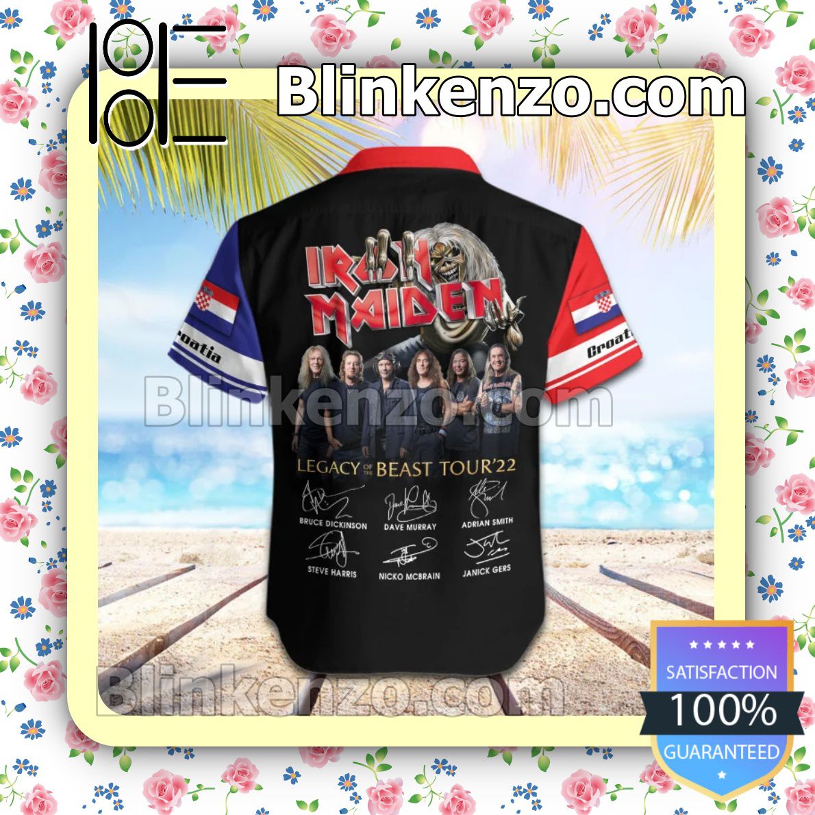New Iron Maiden Croatia Legacy of the Beast World Tour 2022 Summer Beach Shirt