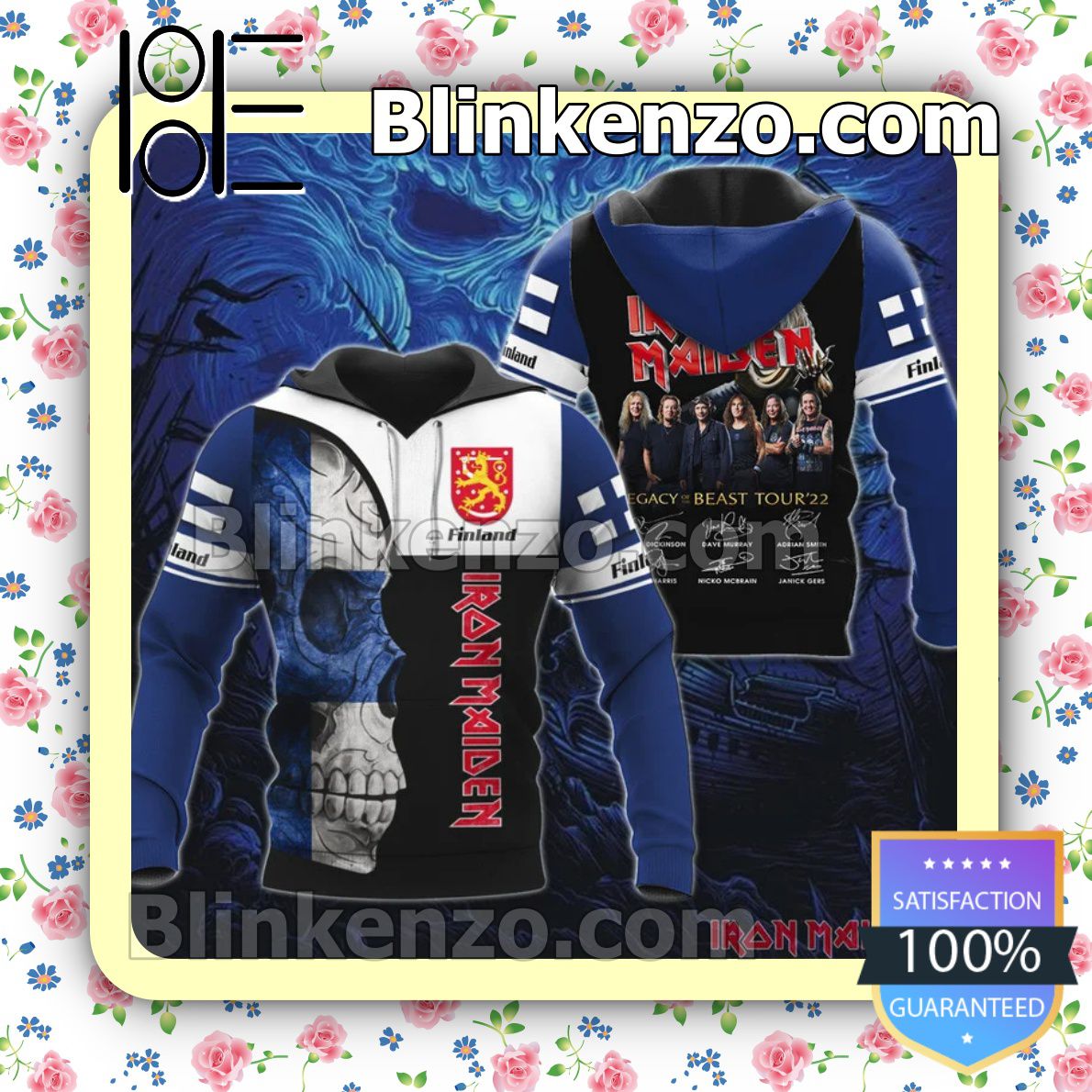 Iron Maiden Finland Legacy of the Beast World Tour 2022 Hoodies Pullover