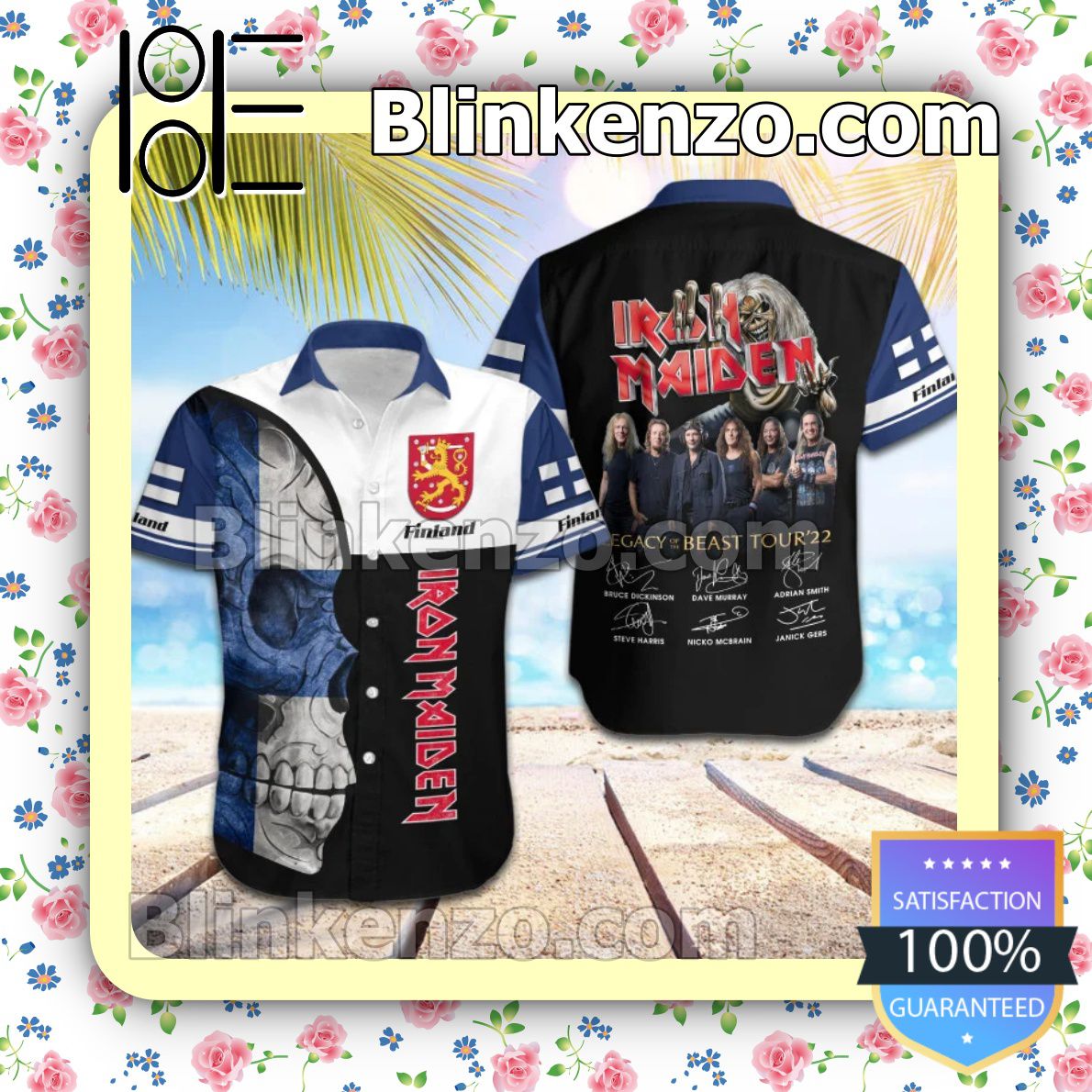 US Shop Iron Maiden Finland Legacy of the Beast World Tour 2022 Summer Beach Shirt