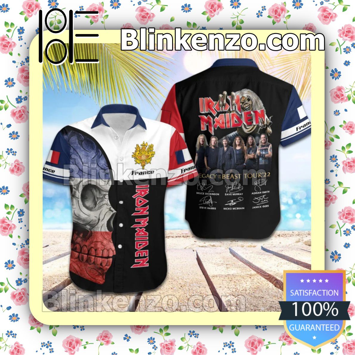 POD Iron Maiden France Legacy of the Beast World Tour 2022 Summer Beach Shirt