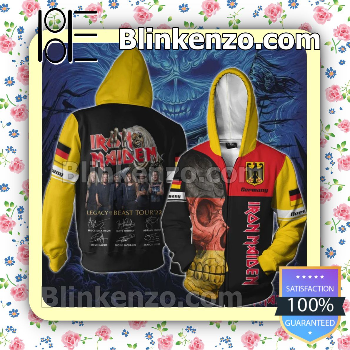 Only For Fan Iron Maiden Germany Legacy of the Beast World Tour 2022 Hoodies Pullover