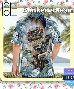 Iron Maiden Heavy Mental Tropical Casual Button Down Shirts a