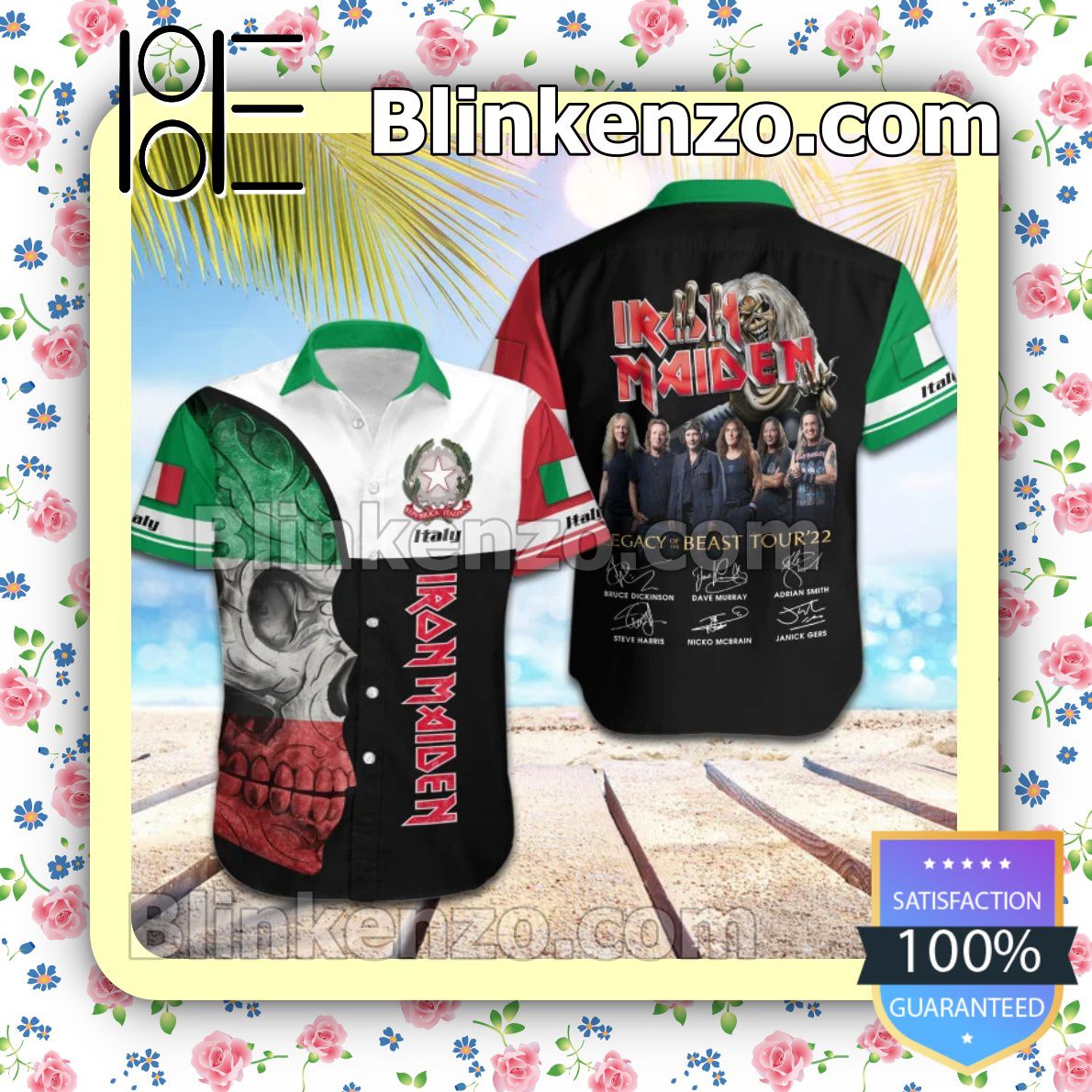POD Iron Maiden Italy Legacy of the Beast World Tour 2022 Summer Beach Shirt