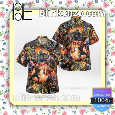 Iron Maiden Legacy Of The Beast World Tour 2022 Casual Button Down Shirts