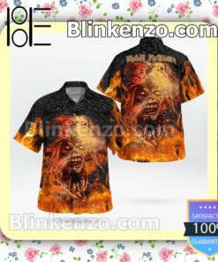 Iron Maiden Metal Flame Casual Button Down Shirts