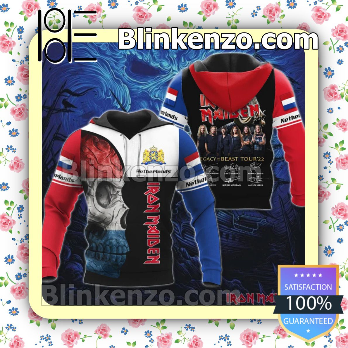 Iron Maiden Netherlands Legacy of the Beast World Tour 2022 Hoodies Pullover