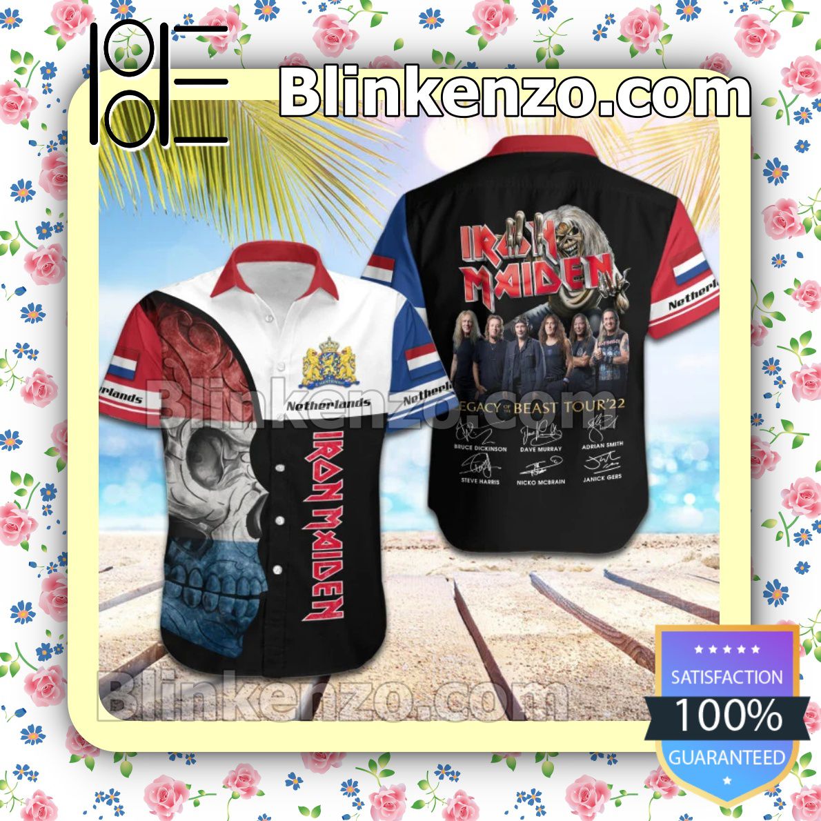Beautiful Iron Maiden Netherlands Legacy of the Beast World Tour 2022 Summer Beach Shirt
