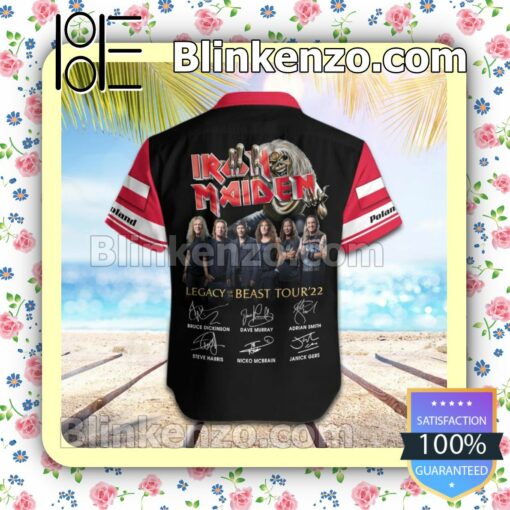 Iron Maiden Poland Legacy of the Beast World Tour 2022 Summer Beach Shirt b