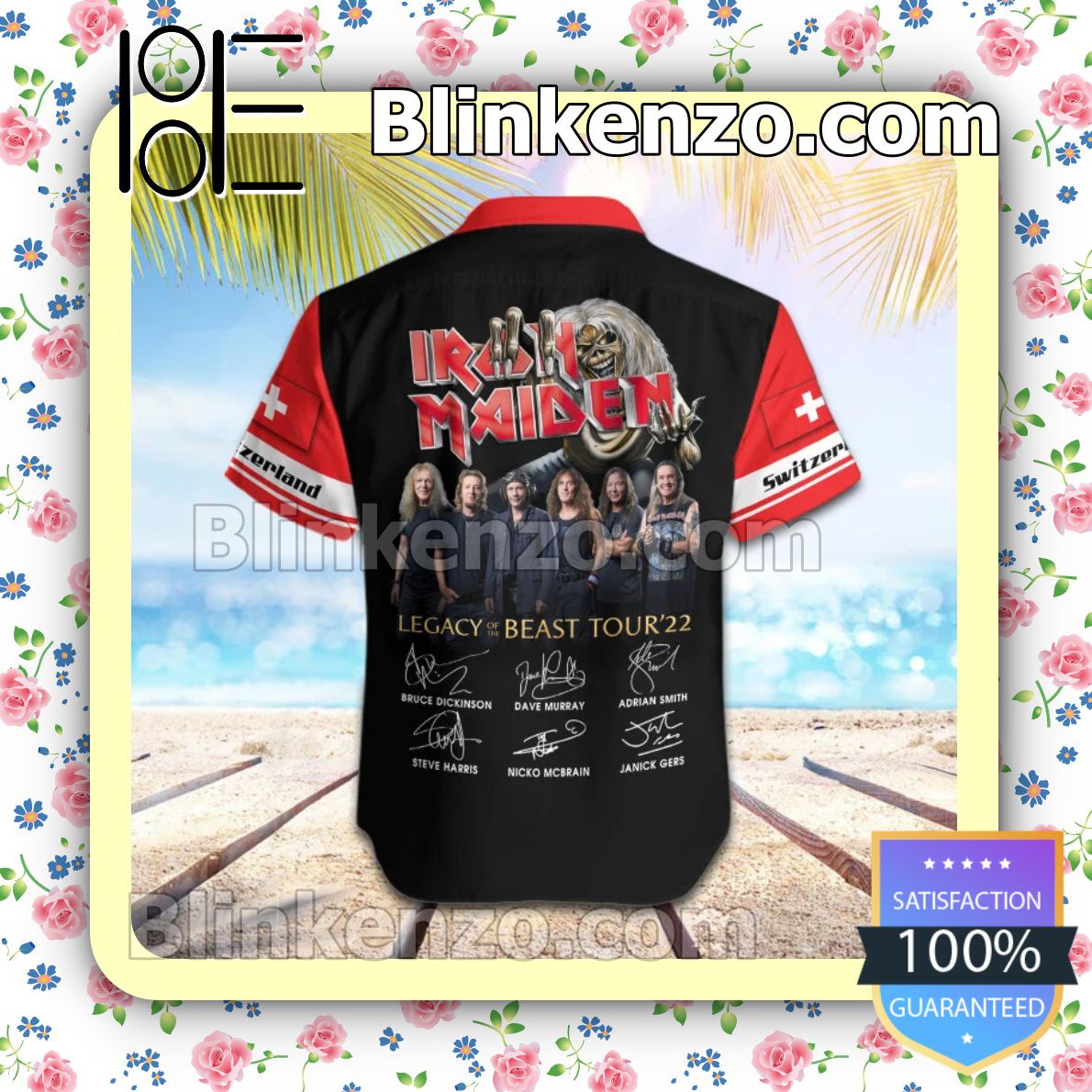  Ships From USA Iron Maiden Switzerland Legacy of the Beast World Tour 2022 Summer Beach Shirt