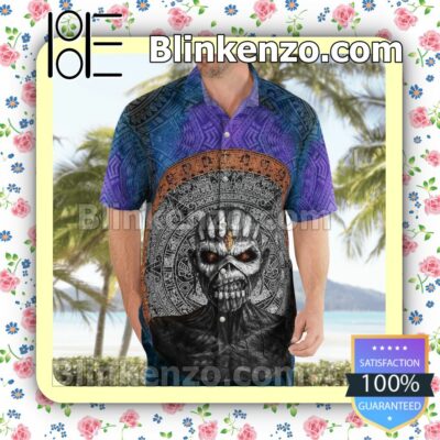 Iron Maiden The Book Of Souls (2015) Casual Button Down Shirts c