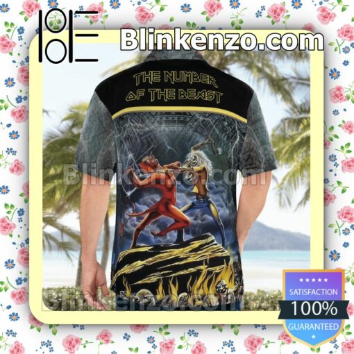 Iron Maiden The Number Of The Beast (1982) Casual Button Down Shirts a