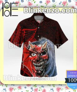 Iron Maiden The Number Of The Beast Tribal Casual Button Down Shirts b